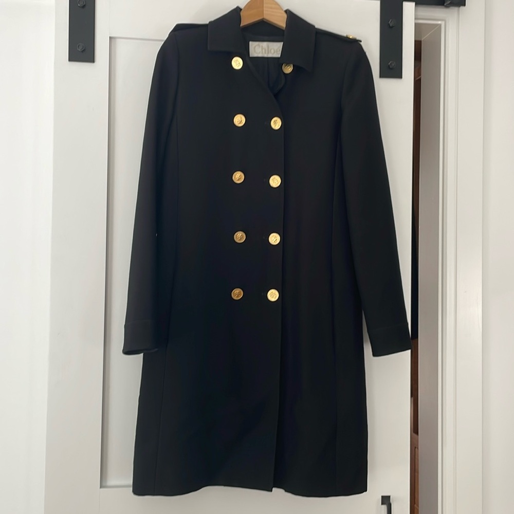 Chloé double breasted pea coat size 34 EU, 2 US, black